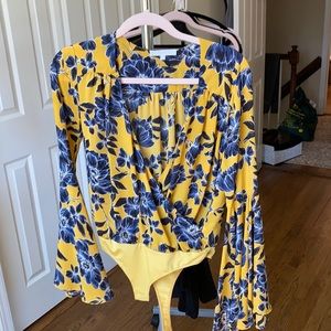 Yellow floral bodysuit